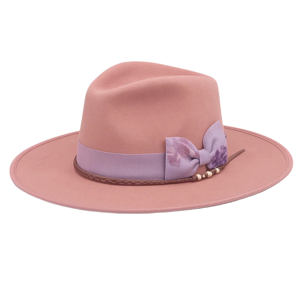 Dolly Rose – Dusty Pink Wool Fedora Inspired by Seattle Cherry Blossoms