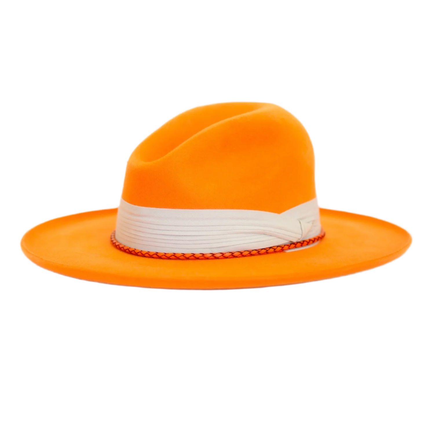 Pleated Citrus – Orange Bolivian Wool Fedora Hat