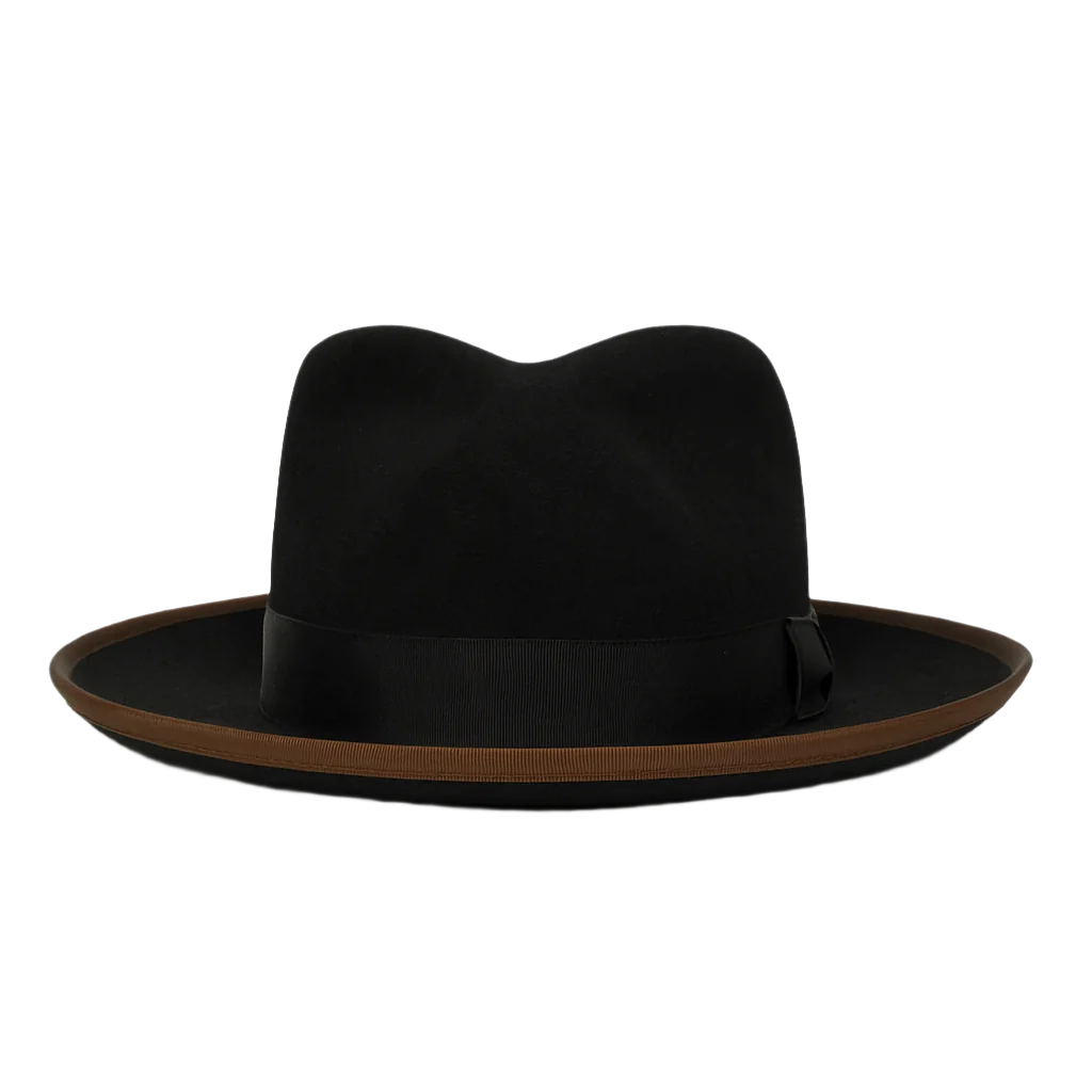 Classic Black Wide-Brim Fedora Hat Black Fedora Hat Wool Felt Trilby With Ribbon Band Wide Brim  main image 4