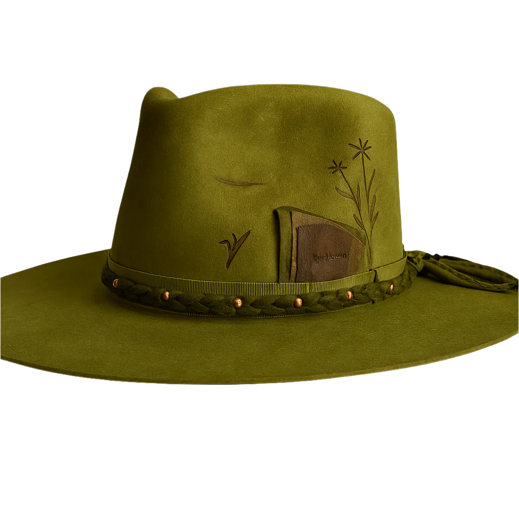 Swamp Flower — 100X Olive Fur Felt Fedora