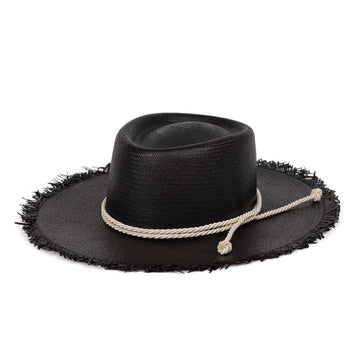 Playa Black -  Long Brim Loose Straw Panama Hat